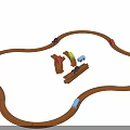 Building Blocks Wooden Track Play Set With Colorful Mini Cars And Curved Rails For Kids
