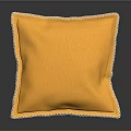 Elegant Yellow Cushion with White Decorative Lace Trim Soft Fabric Home Decor