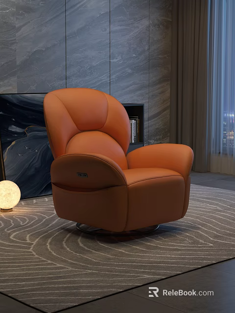 Orange Leather Massage Chair With Modern Design For Comfortable Home Relaxation 3d model 