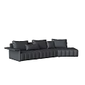 Modern Black Leather Irregular-Shaped Sofa With Multiple Cushions And Curved Design 3d model