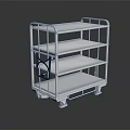 White Three Tiered Mobile Cart With Three Shelves And Four Wheels