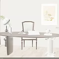 Modern Desk With Laptop Open Book White Mug Lamp Chair Wall Art And Green Plant