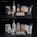 Frosted Glass Washing Supplies Containers Jars Bottles Soap Dish and Toothbrush Holder