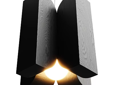 Modern Geometric Chandelier with Black Wood Grain Design and Warm Glowing Light 3d model