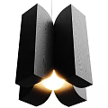 Modern Geometric Chandelier with Black Wood Grain Design and Warm Glowing Light