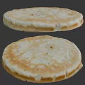Golden Brown Baked Flatbread Two Pieces With Crispy Crust And Round Shape 3d model