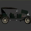 Classic Vintage Green Car With Brown Soft Top And Retro Design Features