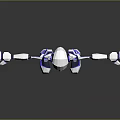 3D Robot Character With Mechanical Design White And Purple Color And Outstretched Arms