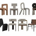 Dining Chair Combination Leisure Chair Single Chair 3d model