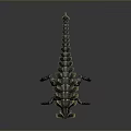 Detailed Mythical Reptilian Creature Model With Scaled Skin And Spiked Back