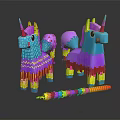 Vibrant Colorful Unicorn Stuffed Toys With Fringe Details And Decorative Streamer