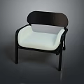 Modern Single Chair With Black Frame White Fabric Seat And Armrests