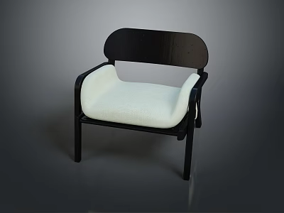 Modern Single Chair With Black Frame White Fabric Seat And Armrests 3d model