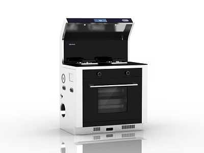 Multifunctional Integrated Kitchen Appliance with Gas Stove Oven and Range Hood 3d model
