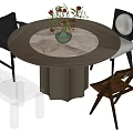 Dining table and chair combination round table 3d model