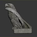 Eagle Detailed Stone Sculpture With Spread Wings Standing On Pedestal 3d model