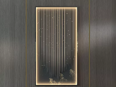 Modern Illuminated Decorative Wall Panel With Slim Lines And Gold Accents 3d model