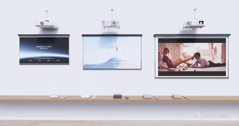 Wall Mounted Projector Monitoring System With Real Time Display And Projection Screens 3d model 