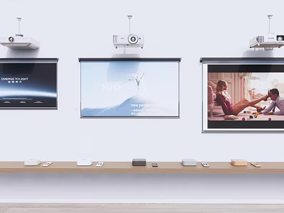 Wall Mounted Projector Monitoring System With Real Time Display And Projection Screens 3d model