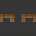 Classic Wooden Office Desk With Spacious Surface Multiple Drawers And Storage Units