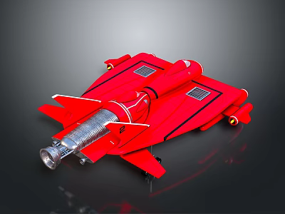Futuristic Red Metallic Aircraft Model With Detailed Engine And Wing Design 3d model