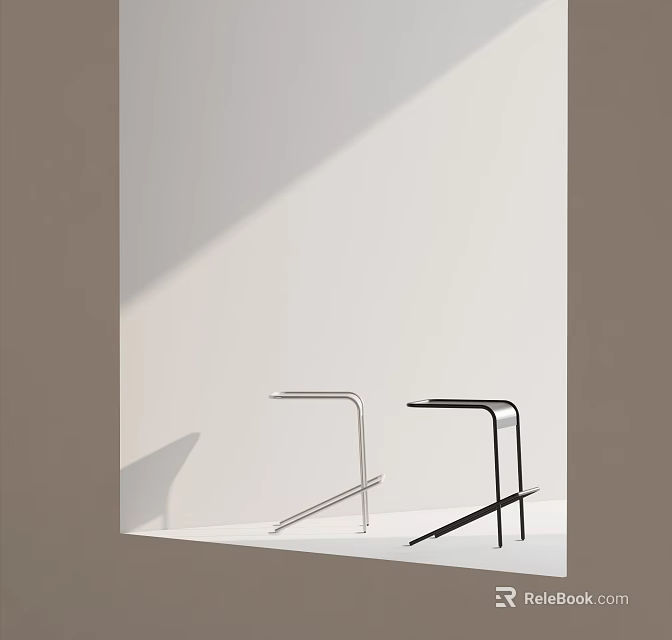 Modern Minimalist Bar Stools In Silver And Black With Sleek Metal Frame Against White Background 3d model 