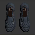 Blue Sports Shoes With White Red Accents And Textured Upper Design