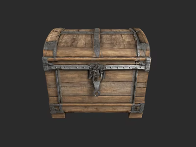 Rustic Vintage Wooden Storage Cabinet With Metal Hinges Lock And Classic Design 3d model