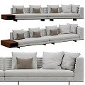 Modern Light Gray Fabric Sectional Sofa With Multiple Decorative Cushions And Side Table 3d model