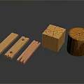 Wooden Craft Items Featuring Planks Blocks Tree Log And Natural Texture Design 3d model