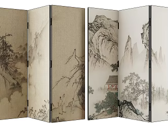 new chinese style screen 3d model