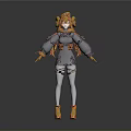 Mythical Fantasy Character With Creature Inspired Headdress And Black Orange Armor