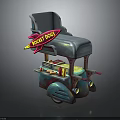 Rocket Dogs Hot Dogs Food Cart With Buns Ketchup Mustard And Toppings
