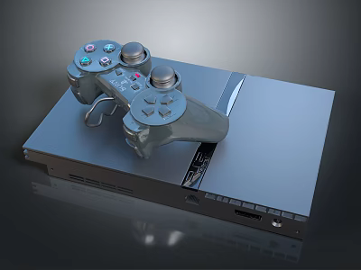 Modern Gray Game Console With Ergonomic Wireless Controller And Sleek Design 3d model