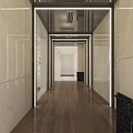 Modern Service Hall Interior Design With Service Desks Digital Display And Green Plants
