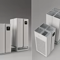 White Household Air Purifiers With Sleek Design Display Screen And Multiple Sizes 3d model