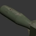 Green Military Weapon With Cylindrical Metal Shell Fins And Rear Attachment Parts