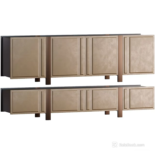 Modern Entryway Cabinets and Side Cabinets with Sleek Design Wooden Finish and Metal Legs 3d model 
