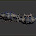 Warrior Character Design With Blue Silver Armor Gold Accents Front And Back Views