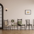 French style casual dining chair combination 3d model