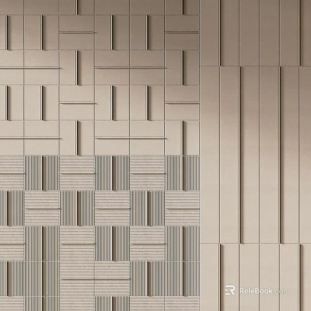 Modern Background Wall Design With Rectangular Blocks Various Geometric Patterns And Textured Panels 3d model 