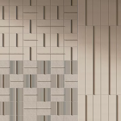 Modern Background Wall Design With Rectangular Blocks Various Geometric Patterns And Textured Panels 3d model