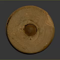 Decorative Wooden And Stone Cylindrical Piece With Polished Wooden Bases And Textured Stone Middle
