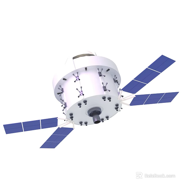 Orbital Spacecraft Module Featuring White Structure And Blue Solar Panels 3d model 