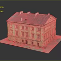 Traditional Style Yellow Multi Story Residential Building With Gray Roof Chimneys And Symmetrical Windows