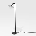 Black Floor Lamp With Slim Metal Stand White Shade And Round Base
