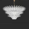 Elegant Layered Crystal Chandelier With Glass Petal Design And Golden Accents