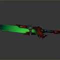Futuristic Mechanical Sword With Green Glowing Blade Red Gray Body And Advanced Tech Components