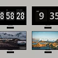 Smart TV Screen Displaying Time Scenic Views And Natural Landscapes
