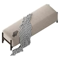Light Gray Sofa Bench With Black Houndstooth Blanket And Sturdy Black Legs 3d model